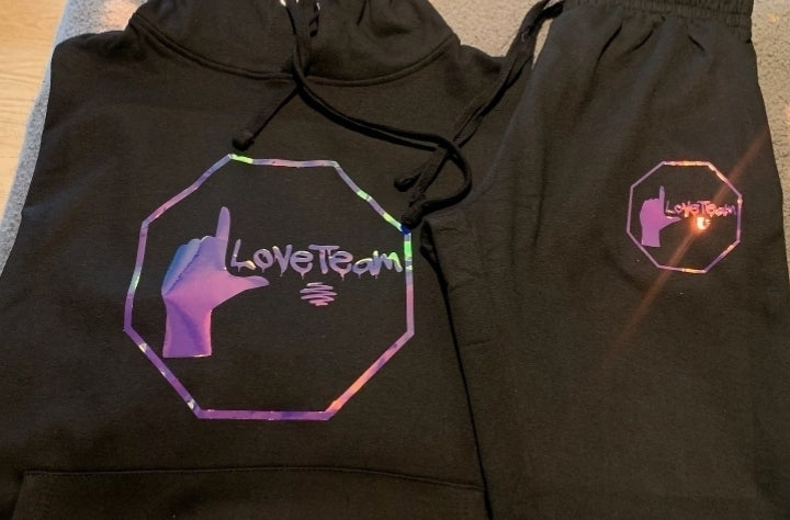 Black an Purple Love Team Sweatsuit