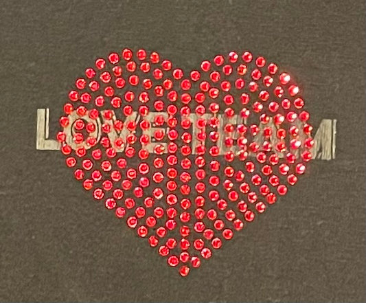 Love Team T-Shirt with Red Rhinestone Heart